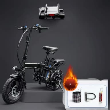 Bicicleta Elétrica Dobrável para Adultos com Pedalada Assistida e Suporte de Celular com Carregamento